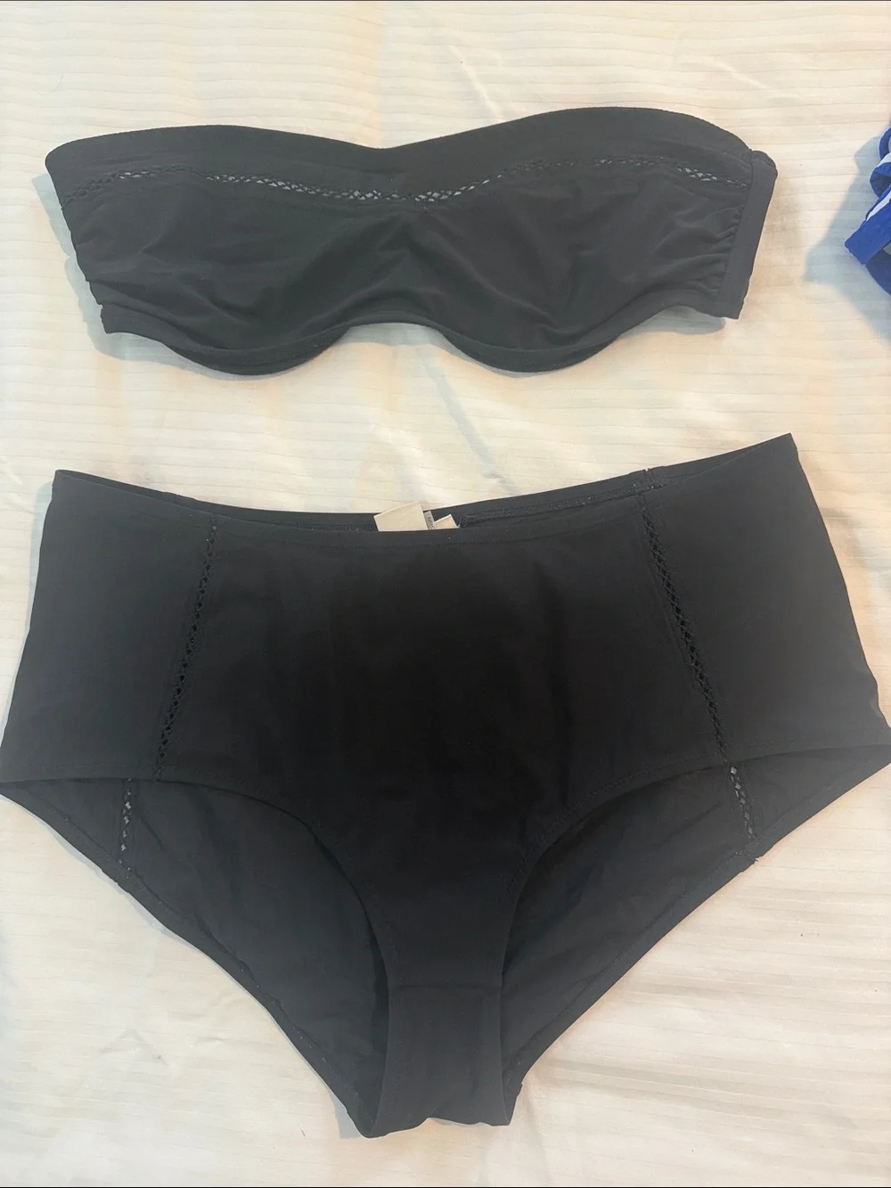 Black High-Waist Swim Bottoms and bandeau swim top- Women's